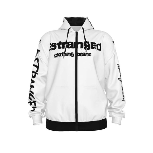 logo loaded printed hoodie with zipper closure